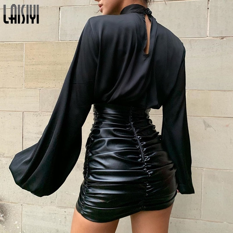 Blouses Satin Lantern Long Sleeve Women Blouse Spring Autumn Turtleneck Silk Women's Cropped Blouses and Shirts Top Blusas